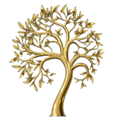golden puzzle pieces arranged to form a tree with branches